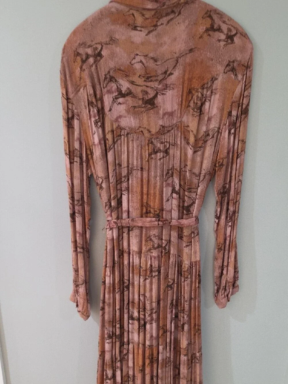 Ariat Womens Gallop Away Pink and Rust Printed Button-Front Maxi Dress - Picture 10 of 10